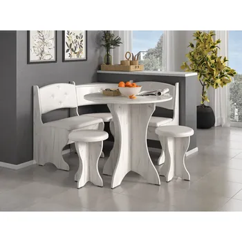 jídelní souprava Rohová lavice BOJARIN Barva: dub truffle, Materiál: koženka - bronz