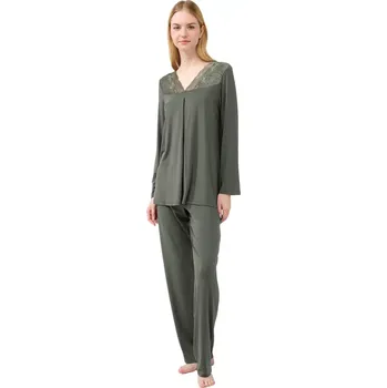 Dámské pyžamo Dámské mikromodalové pyžamo s krajkou Vamp 23123 green sage velikost XXL
