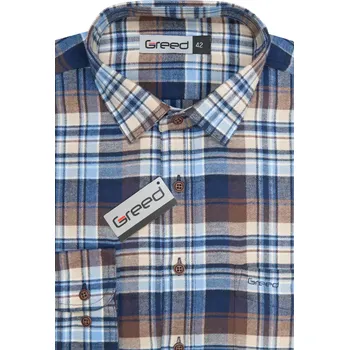 Pánská košile Flanelová pánská košile AMJ Greed SDF 393 čokoláda kostka velikost 40