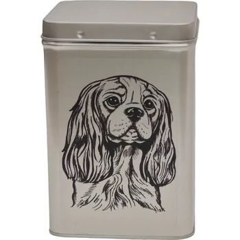 Dóza na potraviny Plechová dóza s obrázkem psa plemene Kavalír king Charles španěl