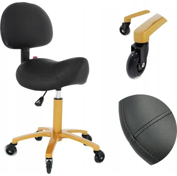 Kadeřnická taburetka i-coucou s opěrkou, černá kožená model AST