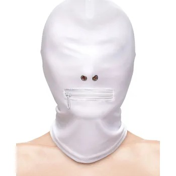 NS Novelties Fetish & Fashion Zippered Mouth Hood - White