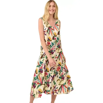 Dámské šaty Dlouhé letní šaty Vamp s květinovým vzorem 22406 green eden velikost S