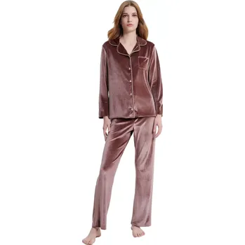 Dámská móda Vamp - Sametové pyžamo na knoflíky velikost XL