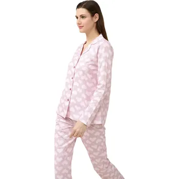 Dámské pyžamo Dámské bavlněné pyžamo s knoflíky s potiskem srdíček Vamp 23230 rose elegance velikost M