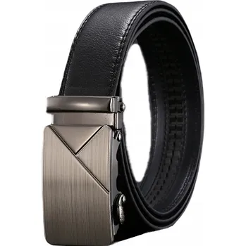 Opasek KOŽENÝ OPASEK PÁNSKÝ OBLEKOVÝ KE KALHOTÁM ELEGANTNÍ ČERNÝ TROJÚHELNÍK 120 CM