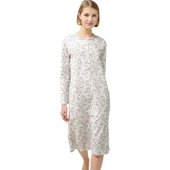 Dámská noční košile Dámská bavlněná noční košile s květinovým vzorem a knoflíkovou légou Vamp 23250 green frosty velikost M