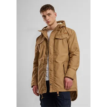 Pánský kabát Build Your Brandit Pánská zateplená parka s kožíškem a kapucí Urban Classics Barva: Béžová, Velikost: 5XL