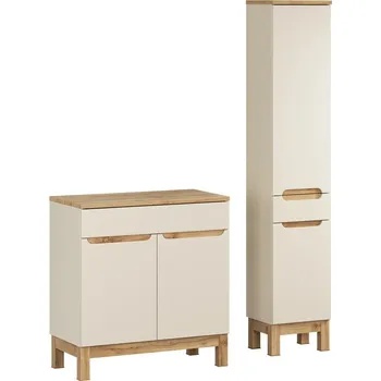 Koupelnový nábytek Koupelnová sestava Bali Casad s deskou a skříňkami 80 cm kašmírová/dub wotan