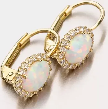 Náušnice Dámské náušnice žluté zlato 585 s opál 12-405