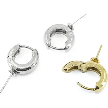 Materiál na výrobu šperku Kruhové 14mm náušnice z chirurgické oceli s dříkem - 1Ks - Nerez RL