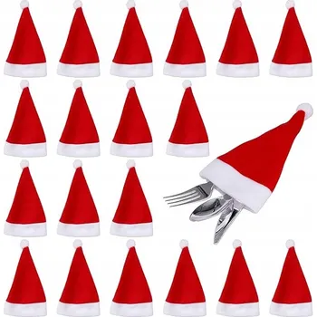 Vánoční dekorace Sada 20 mini vánočních čepiček – dekorace na stůl na Vánoce