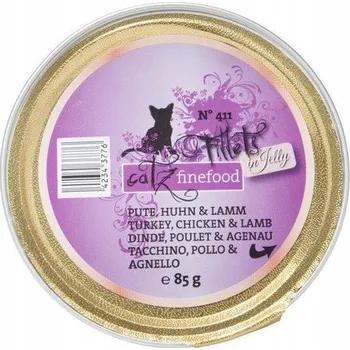 Krmivo pro kočku Catz Finefood N.411 mokré Mokré krmivo pro kočky krůta , kuřecím a jehněčím masem 85 g