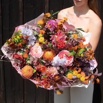 umělá květina Podzimní (Kytice v podzimních barvách) Luxusní kytice Žlutá