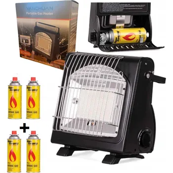 Outdoor vaření Přenosný plynový ohřívač a vařič Camping 2v1 na kartuše i bombu + 4 kartuše