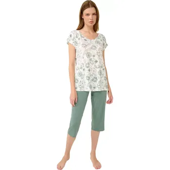 Dámské pyžamo Dámské pyžamo Vamp s kapri kalhotami 22082 blue matcha velikost S