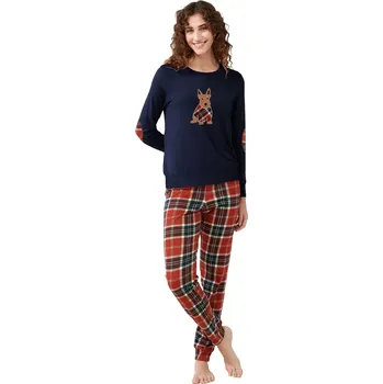 Dámské oblečení Dámské pyžamo s potiskem skotského teriéra Vamp 21510 blue velikost XL