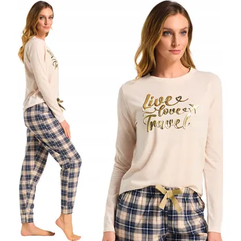 Dámské pyžamo Dámské pyžamo Sorbetto bavlna béžové velikosti S