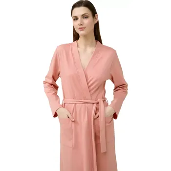 Dámský župan Dámský bavlněný župan s křížovým střihem Vamp 23337 pink tan velikost M