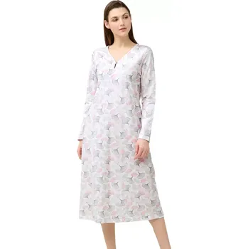 Dámské oblečení Dámská bavlněná noční košile s V výstřihem a pastelovým vzorem Vamp 23294 gray silver velikost M