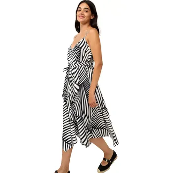 Dámské šaty Letní šaty z popelínu s výstřihem do V a páskem Vamp 22429 black velikost M