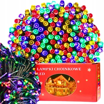 Vánoční dekorace SVĚTELNÝ ŘETĚZ NA VÁNOČNÍ STROMEK VENKOVNÍ VNITŘNÍ 200 LED MULTI BAREVNÝ SILNÝ