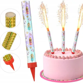 Dortová svíčka SVÍČKA DORTOVÁ FONTÁNA PRSKAVKA NA DORT PRO DĚTSKÉ NAROZENINY - MALÁ PRINCEZNA 12cm