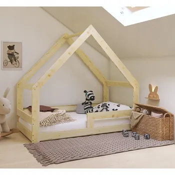 Dětská postel DĚTSKÁ POSTEL DOMEČEK 200x90 PRO DĚTI + ROŠT + ZÁBRANA W1