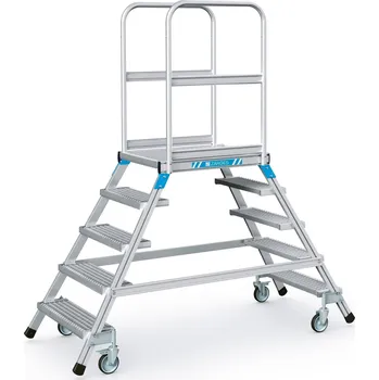 Železářství ZARGES Oboustranný podestový žebřík, rošt, Výška plošiny: 1,20 m