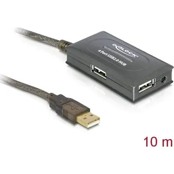 Kabel do PC Delock USB 2.0 aktivní 10m prodlužovací kabel se 4-porotvým hubem