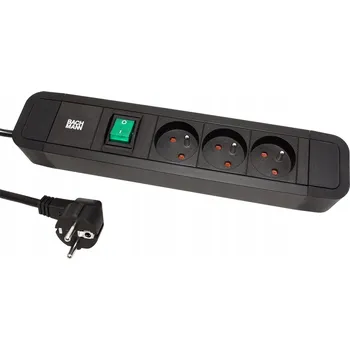 Elektrická zásuvka BACHMANN Vícenásobná zásuvka PRIMO 2, 230V/16A, 3x zásuvka CZ, vypínač, 2m