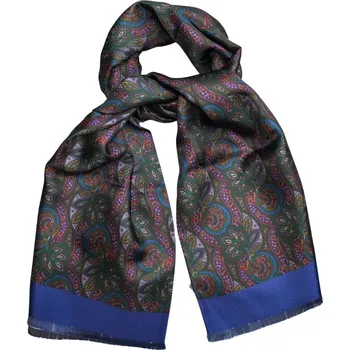 Šála Calabrese 1924 Hedvábná modrá šála Calabrese Napoli