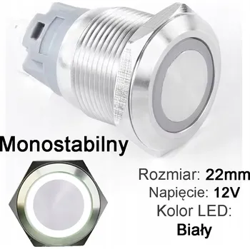 vypínač Antivandalový spínač monostabilní zvonkový 22mm, 12V, LED bílá ST