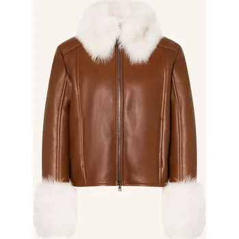 Dámský kabát Marc Cain Dámská Kožená Bunda, 639 dark chestnut brown, 40