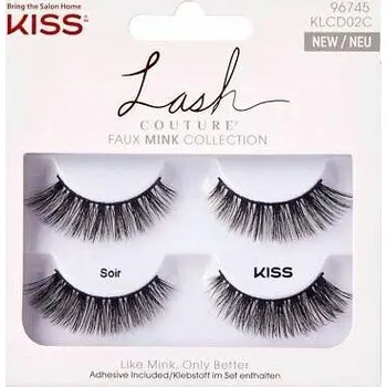 Umělé řasy KISS FAUX MINK COLLECTION SOIR umělé řasy na pásku x2