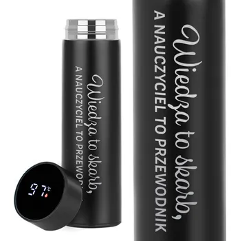 Termoska TERMOSKA S DISPLEJEM A GRAVÍROVÁNÍM Černý VĚDOMOSTI JSOU POKLAD Pro Den Učitelů