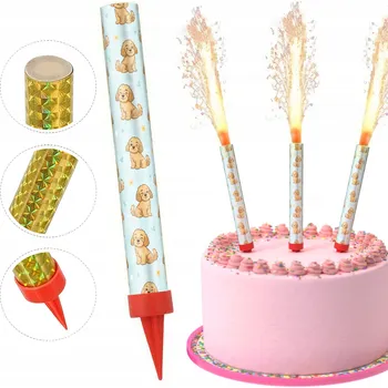 Dortová svíčka SVÍČKA DORTOVÁ FONTÁNA RACA K NAROZENINÁM - PSI PLEMENO GOLDENDOODLE 12 cm