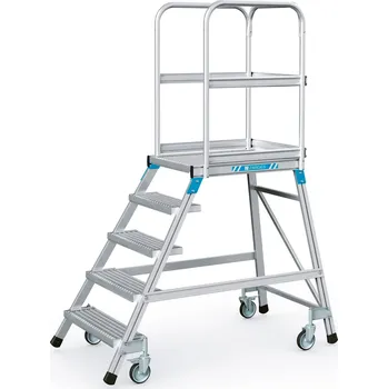 Železářství ZARGES Podestový žebřík, ocelový rošt, Výška plošiny: 1,68 m