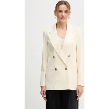 Dámské sako Blazer s příměsí vlny United Colors of Benetton béžová barva, dvouřadový, 2YVXDW03A 08X, vel. 38