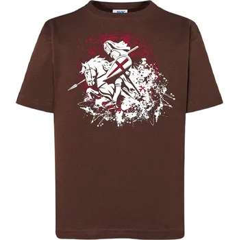 Chlapecké tričko detske-levne-bavlnene-tricko-potisk-rytir-kun Barva: Chocolate - čokoládově hnědá, Dětská bavlněná trička JHK: L