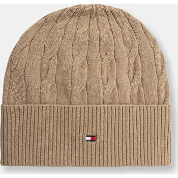 Čepice Čepice s příměsí vlny Tommy Hilfiger béžová barva, AM0AM13588 80X, vel. ONE SIZE