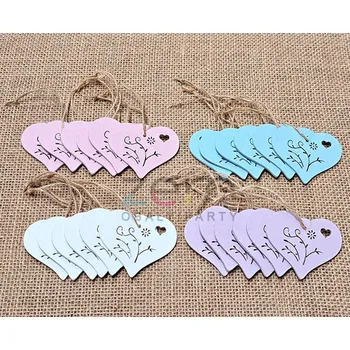 Svatební dekorace Srdce vykrajované dřevěné závěsné 7 cm (24 ks) - pastelová (mix)