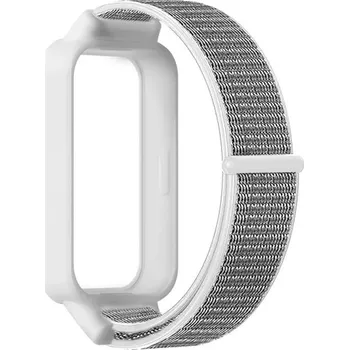 MůjMiBand.cz Nylonový náhradní náramek pro Xiaomi Smart Band 9 Active a Redmi Band 3 Barva: bílá - šedá