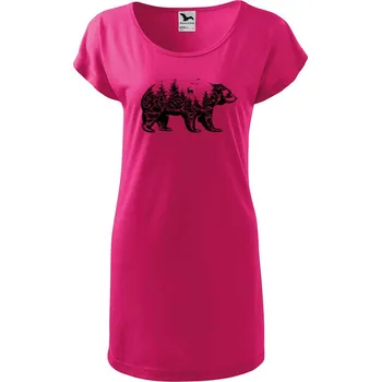 Dámské tričko DOBRÝ TRIKO Dámské tričko/šaty s potiskem Medvěd Velikost: XL, Barva: Purpurová