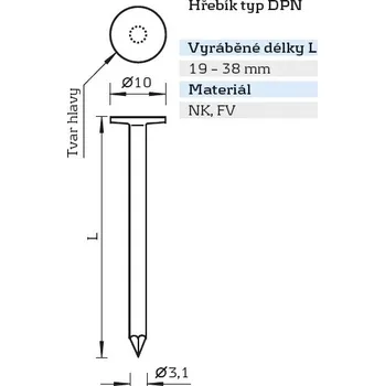 Hřebík KMR-BEA Lepenkové hřebíky ve svitku úhel 16 st. typ DPN pro hřebíkovačku 3516 Varianta: DPN 3,1x22 GALV