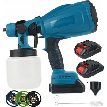 Stříkací pistole MALÍŘSKÁ STŘÍKACÍ PISTOLE AGREGÁT 900ML + 3 TRYSKY + 2 AKU