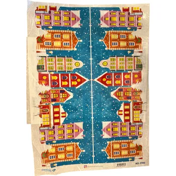 Umělecký papír Rýžový papír A3 - Vánoce a zima - Diamond 3700 - Zimní městečko