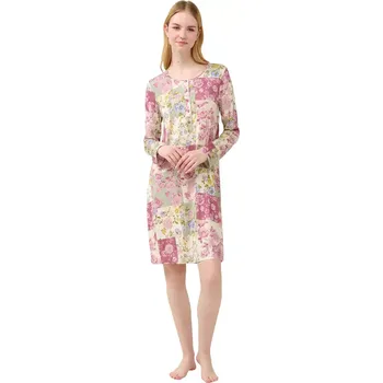 Dámská noční košile Dámská noční košile z mikromodalu s květinovým patchwork vzorem Vamp 23020 pink wood velikost M