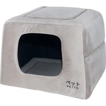Pelíšek pro psa PETTO Domeček pelíšek 2v1 Uchi Velvet šedý