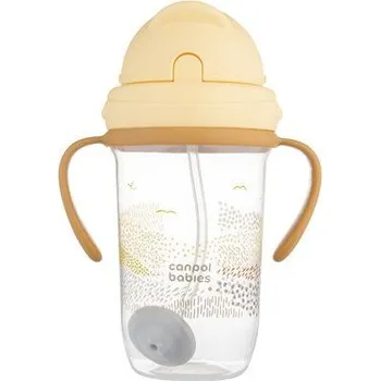 Hrneček nevylévací se slámkou a závažím Canpol babies 270ml Barva: Yellow Mountains